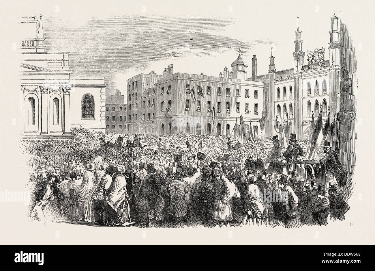 ARRIVAL OF M. KOSSUTH IN GUILDHALL YARD, LONDON, UK Stock Photo