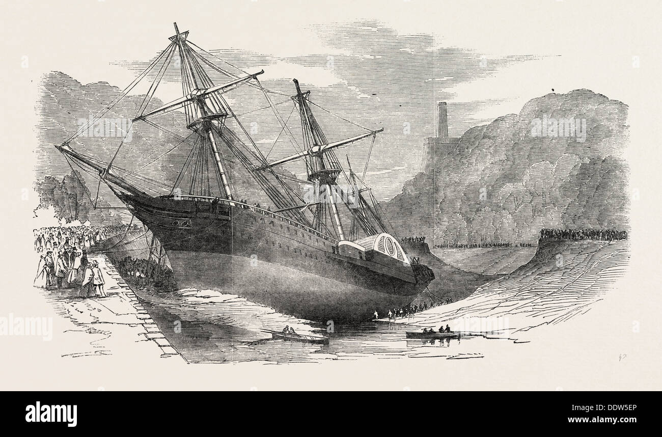ACCIDENT TO THE STEAMSHIP 'DEMERARA,' ON HER PASSAGE DOWN THE RIVER AVON, UK Stock Photo