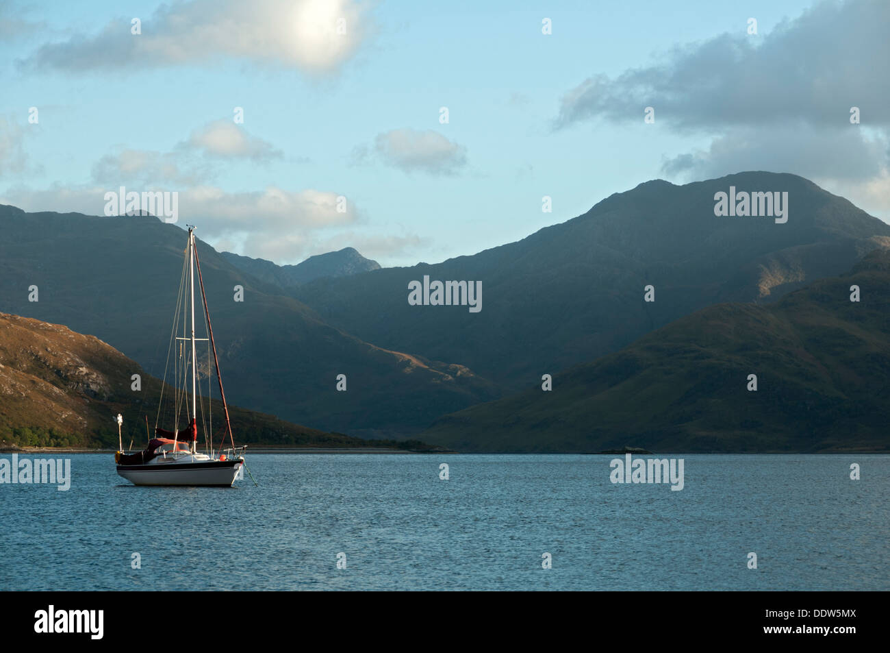 Loch Hourn and the mountains of Knoydart from Arnisdale, Highland region, Scotland, UK Stock Photo