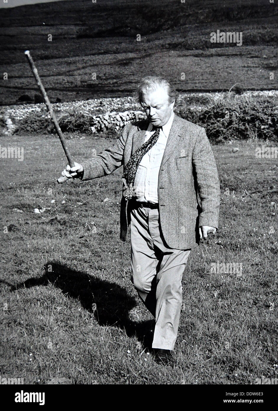 Benedict Kiely. Important Irish literary figure photographed on the Burren Co Clare `ireland Stock Photo