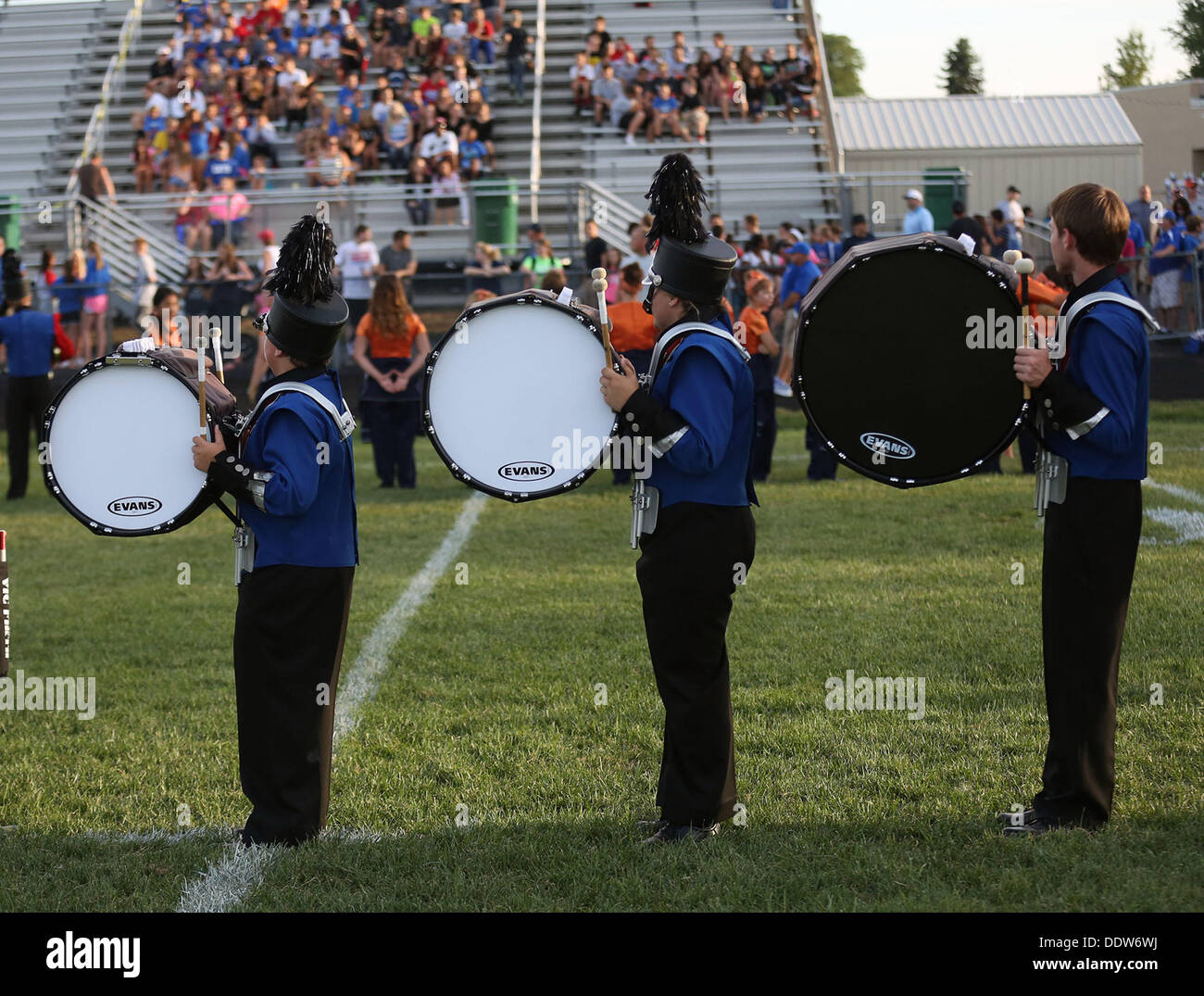 Sept. 6, 2013 - Hebron, Kentucky, U.S - Conner High School band member's line up to play before the start of their home football game with Simon Kenton on Friday September 6, 2013 in Hebron,Kentucky. (Credit Image: © Ernest Coleman/ZUMAPRESS.com) Stock Photo