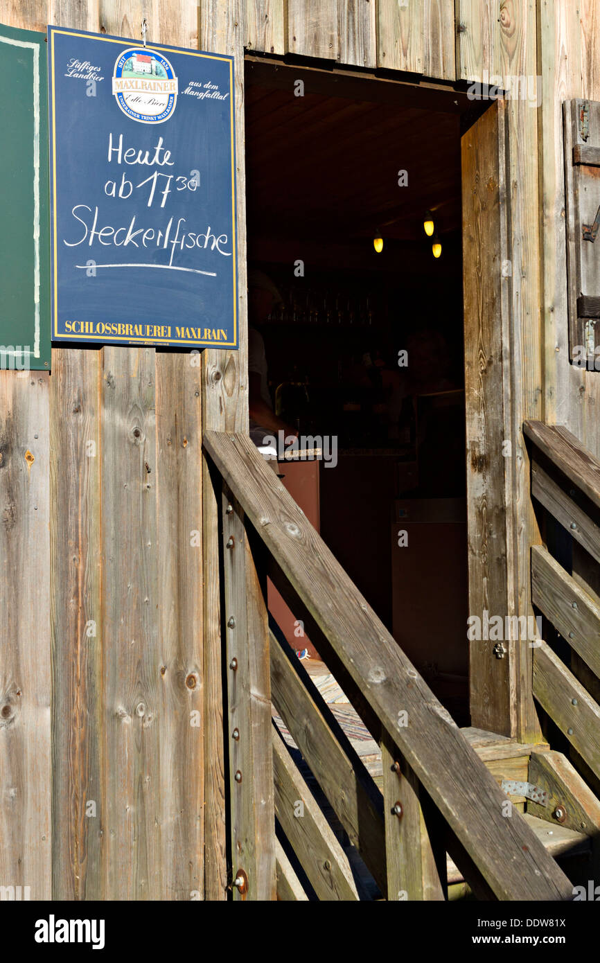 Bavarian Smoked Fish Restaurant ( Fischerei Raucherei ), Chiemgau Upper Bavaria Germany Stock Photo