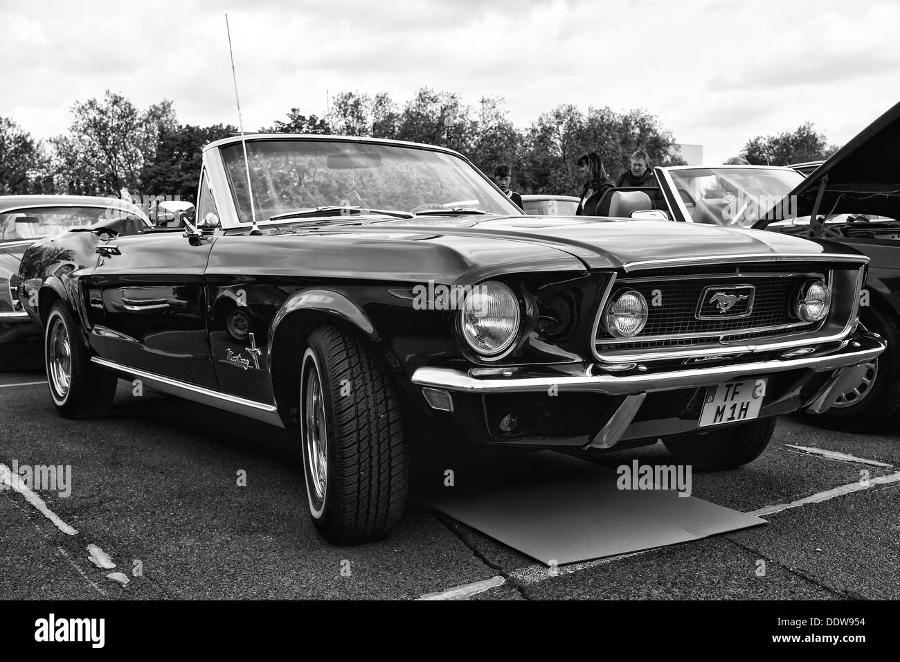 Car Ford Mustang convertible, first generation (black and white) Stock Photo