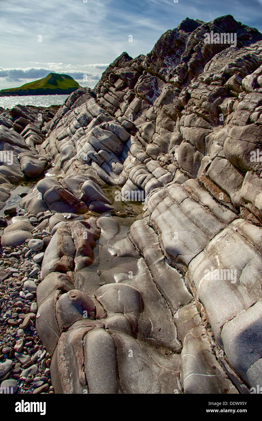 Coastal Rock Formation in HDR Stock Photo