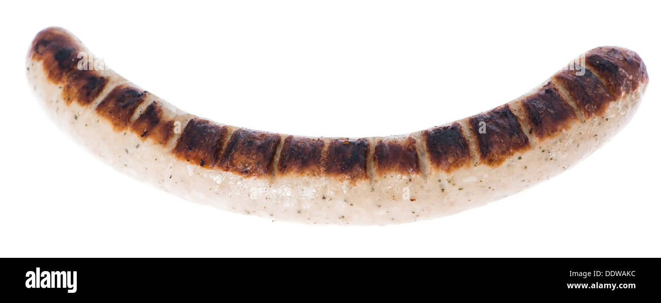 Original German Bratwurst isolated on white background Stock Photo