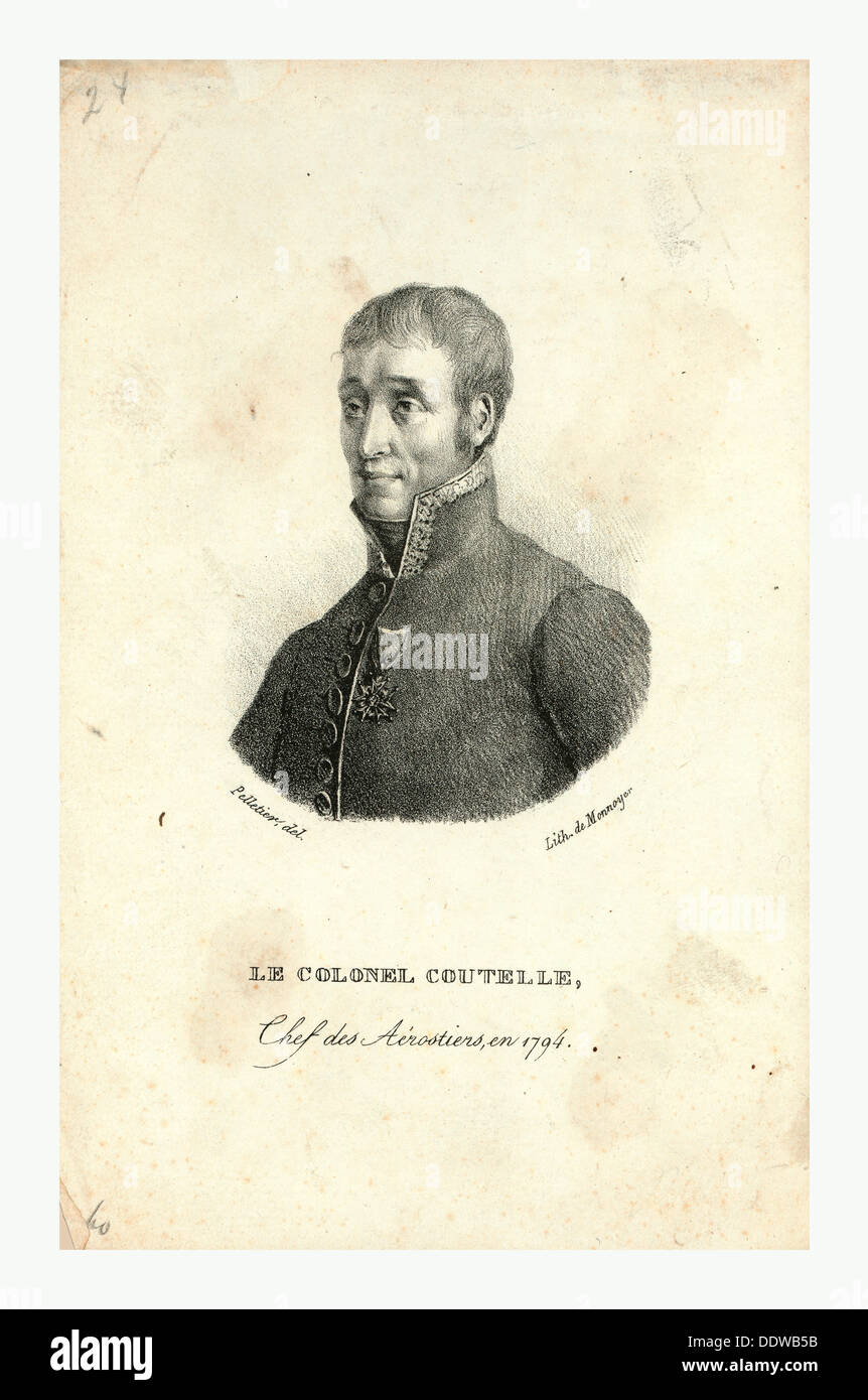 Head-and-shoulders portrait of Jean Marie Joseph Coutelle, commander of the first military balloon observation unit in 1794 Stock Photo