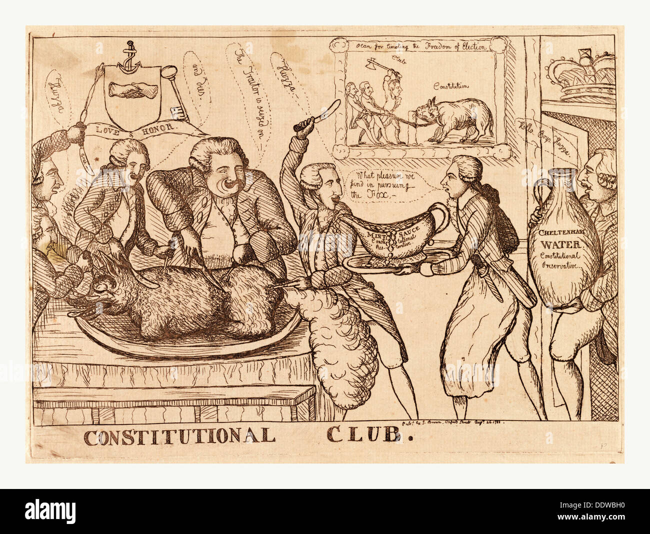 Constitutional Club, Dent, William, active 1741-1780, artist, England, satire on the Westminster by-election of 1788 shows Stock Photo