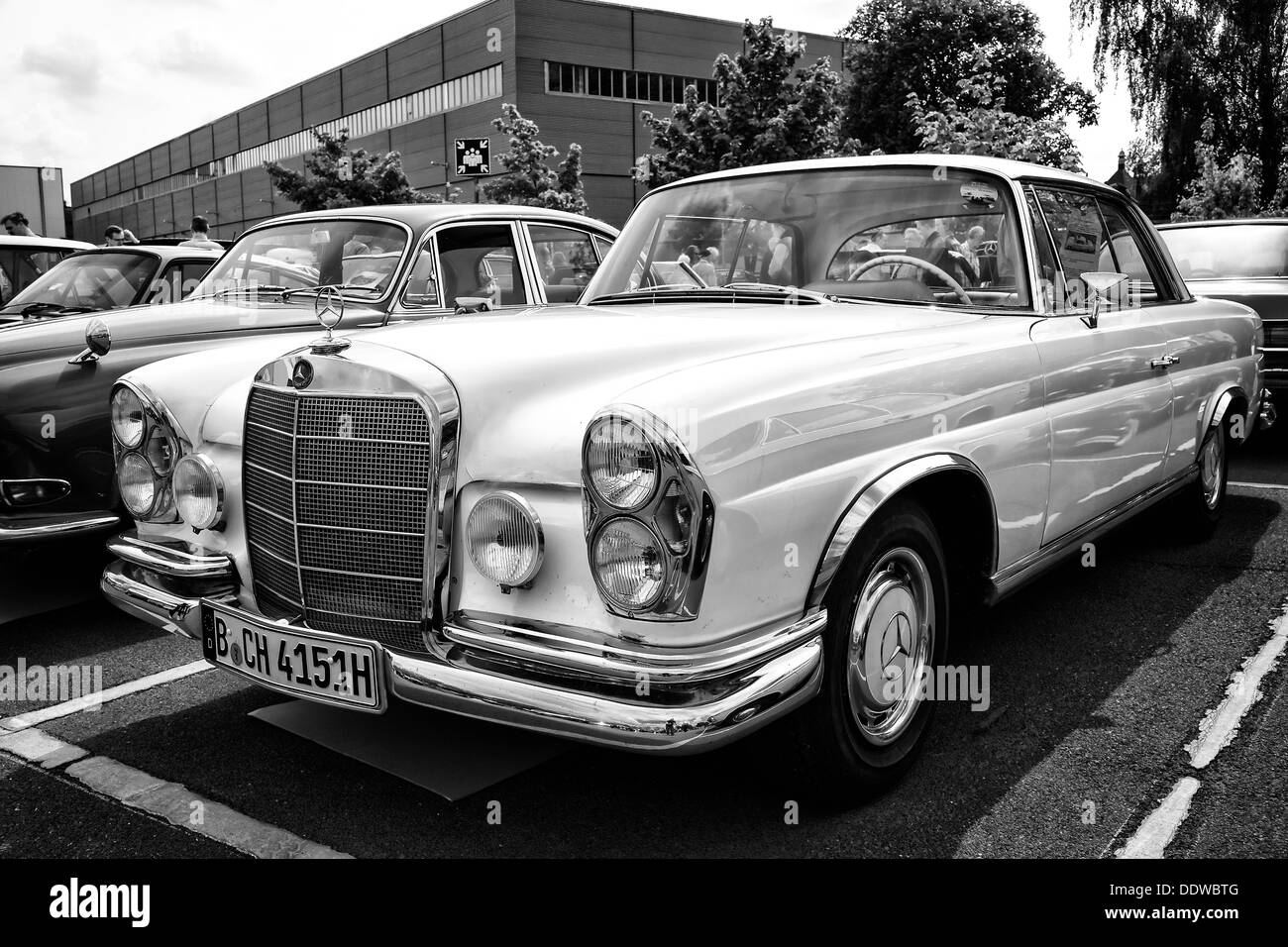 Car Mercedes-Benz 280 SE (W111) coupe (black and white) Stock Photo