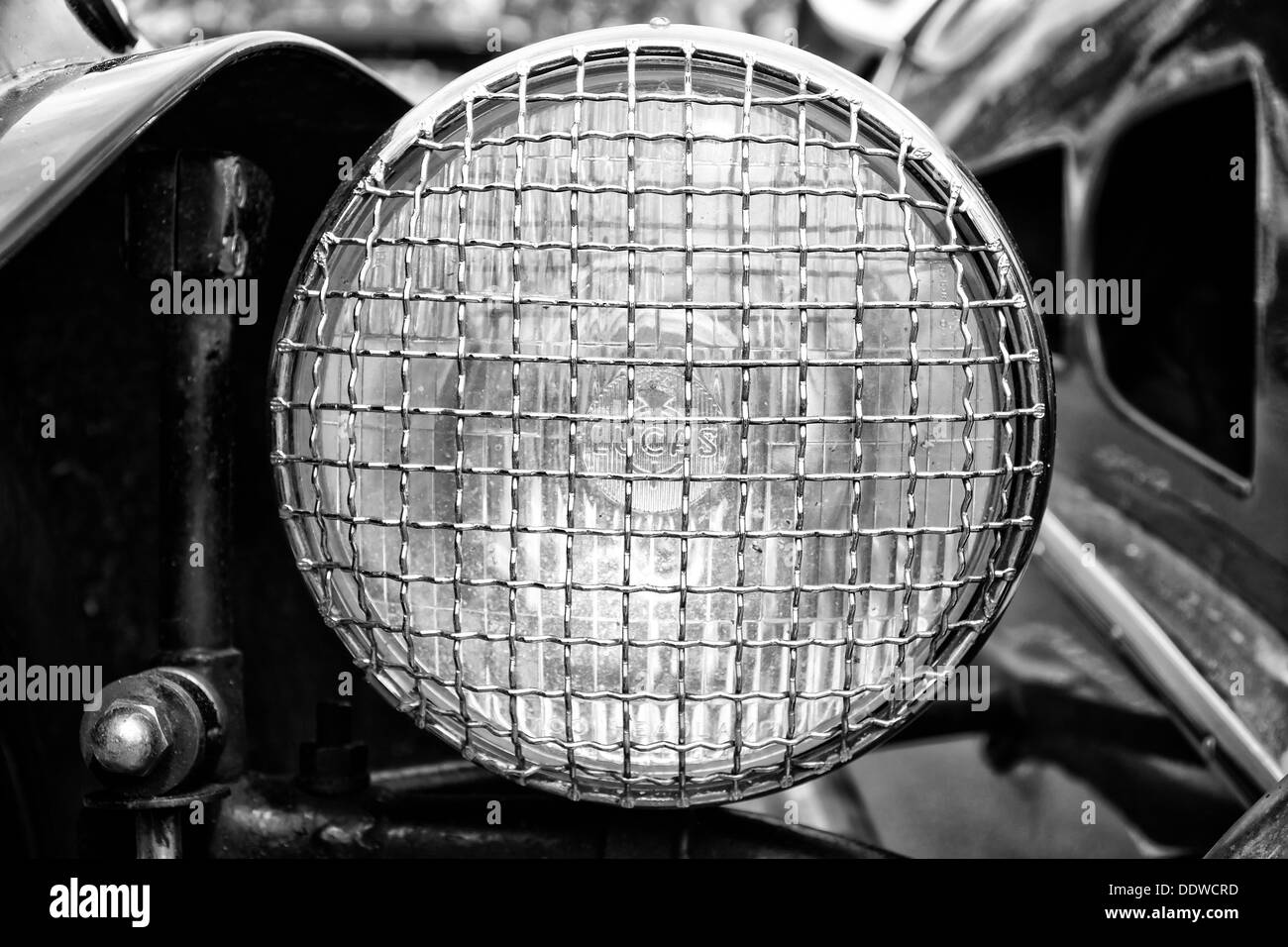 Headlight Car Super Sport, VTwin threewheelers (black and white Stock Photo Alamy
