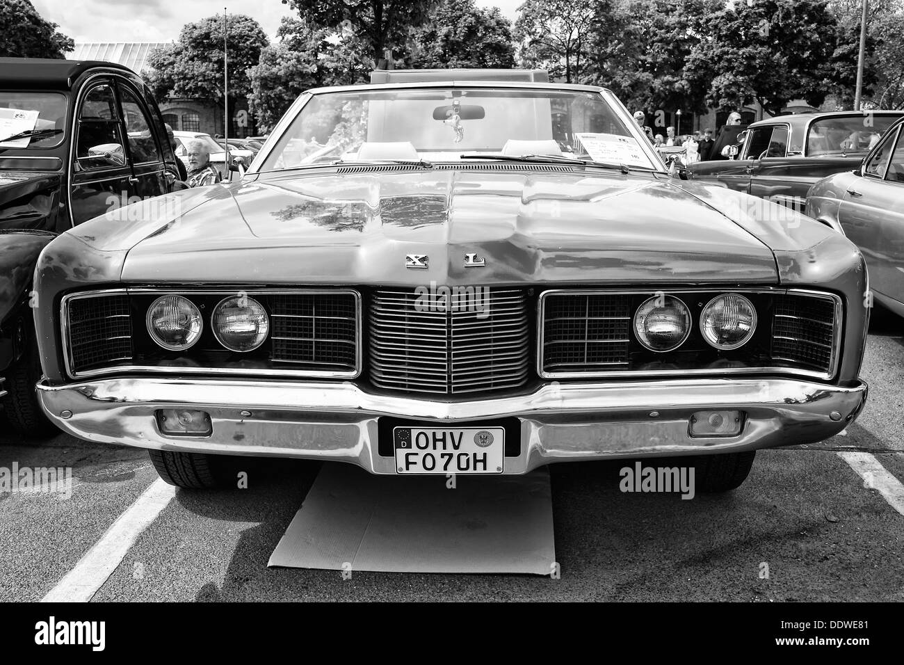 Car Ford Galaxie XL convertible (black and white), Stock Photo