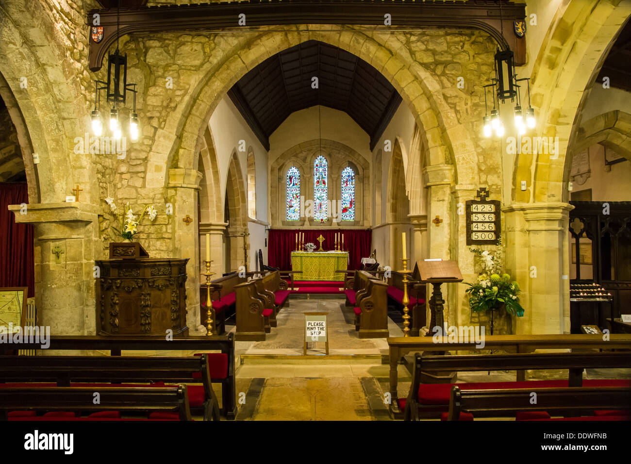 Interior of St Michael and All Angels Church in the grounds of