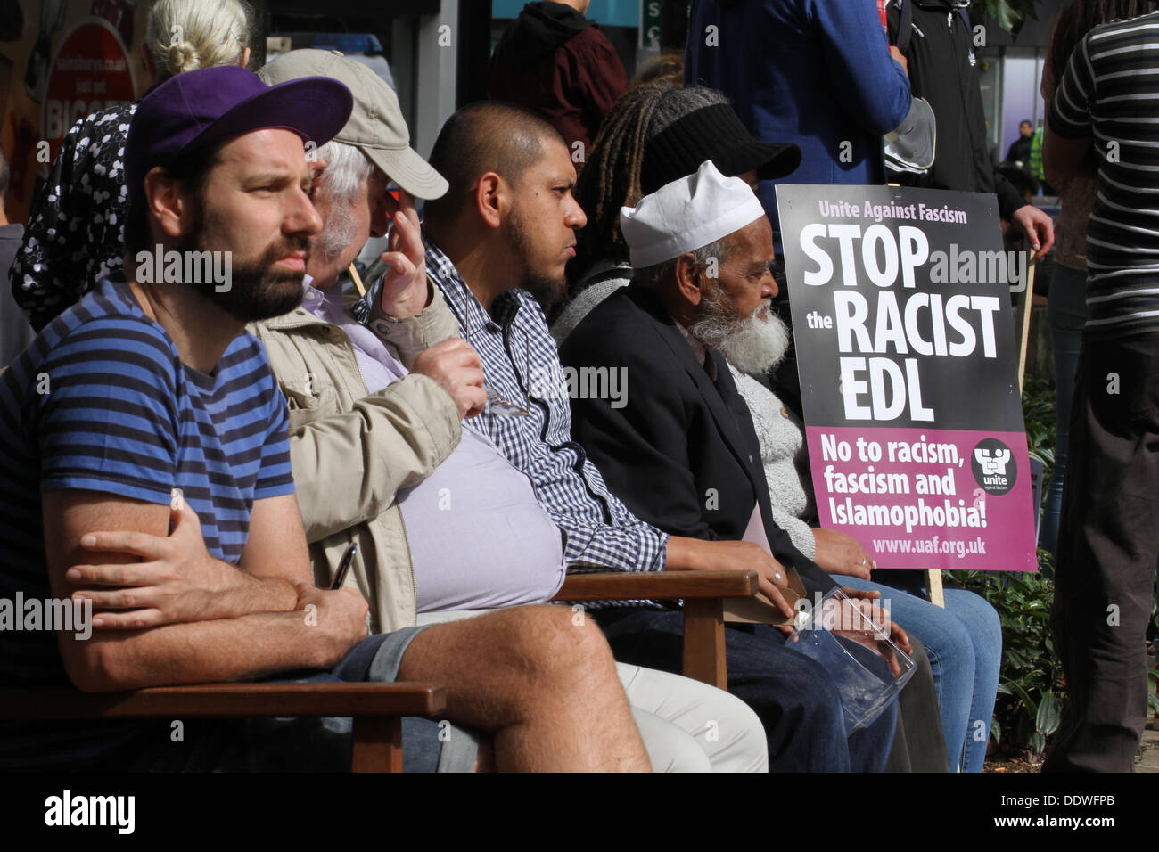 London, UK. 7 September 2013. East Londoners seen at Altab Ali Park during the demonstration. Credit: David Mbiyu/ Alamy Live News Stock Photo