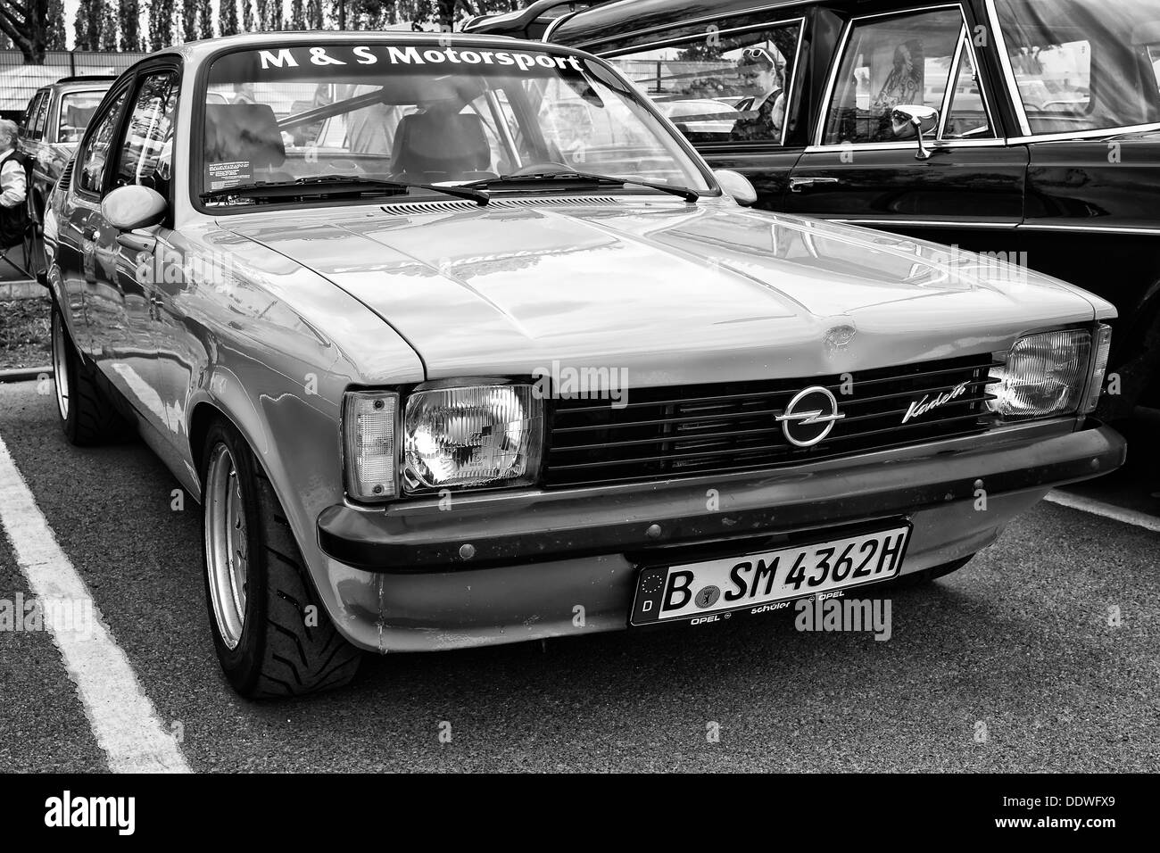 BERLIN - MAY 11: Car Opel Kadett C Coupe (black and white), 26th Oldtimer-Tage Berlin-Brandenburg, May 11, 2013 Berlin, Germany Stock Photo