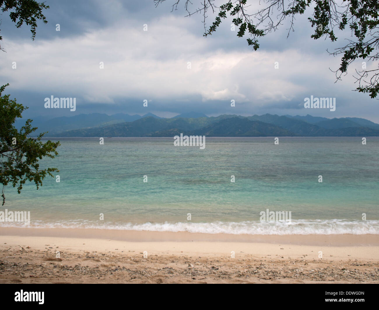 View to Lombok across the sea from Gili Trawangan Stock Photo