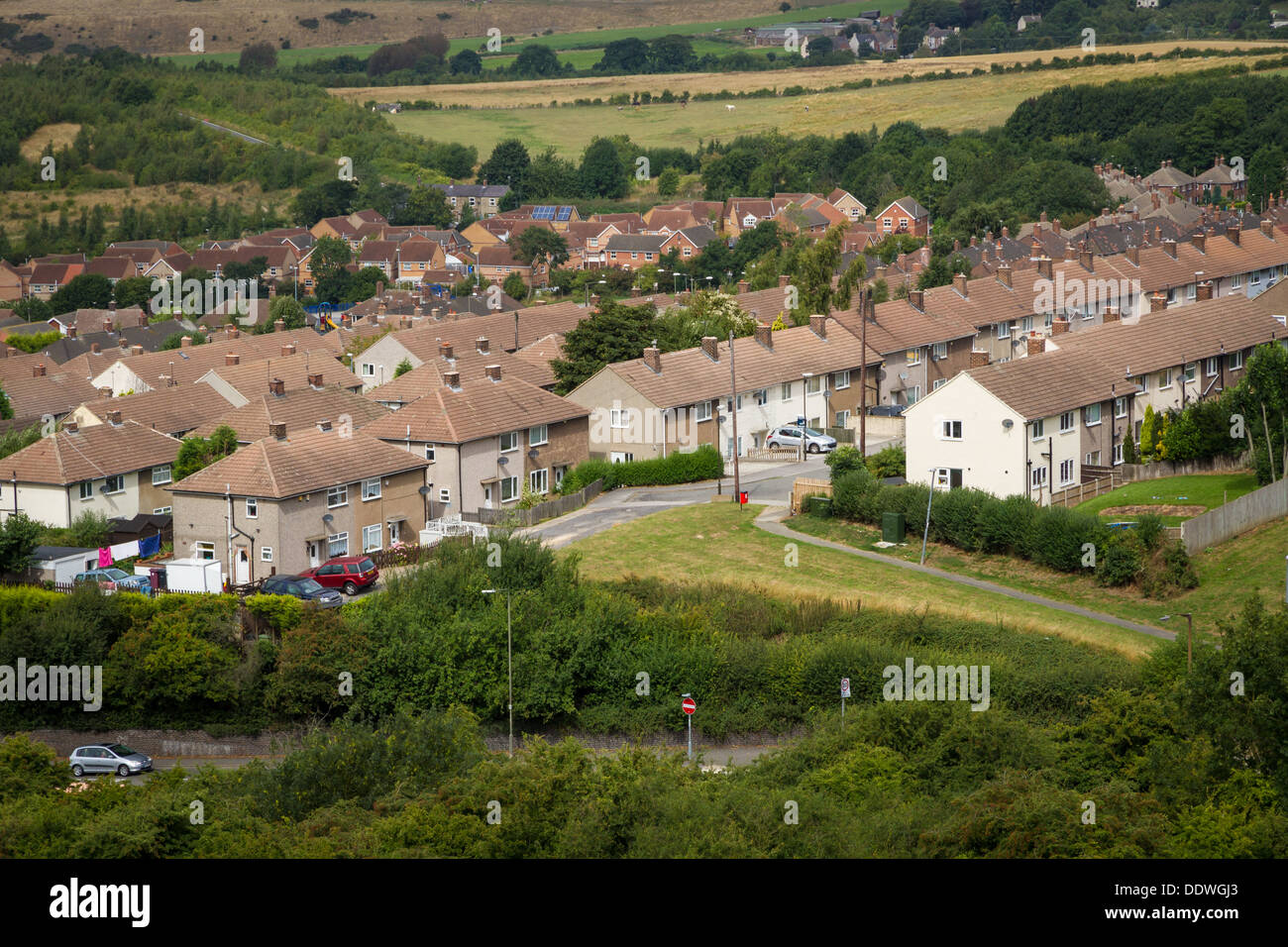 Aerial view of a housing estate in Derbyshire Stock Photo Alamy