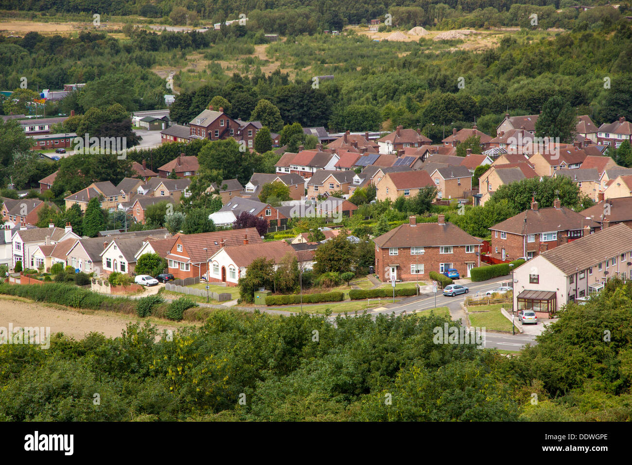 Aerial view of a housing estate in Derbyshire Stock Photo Alamy