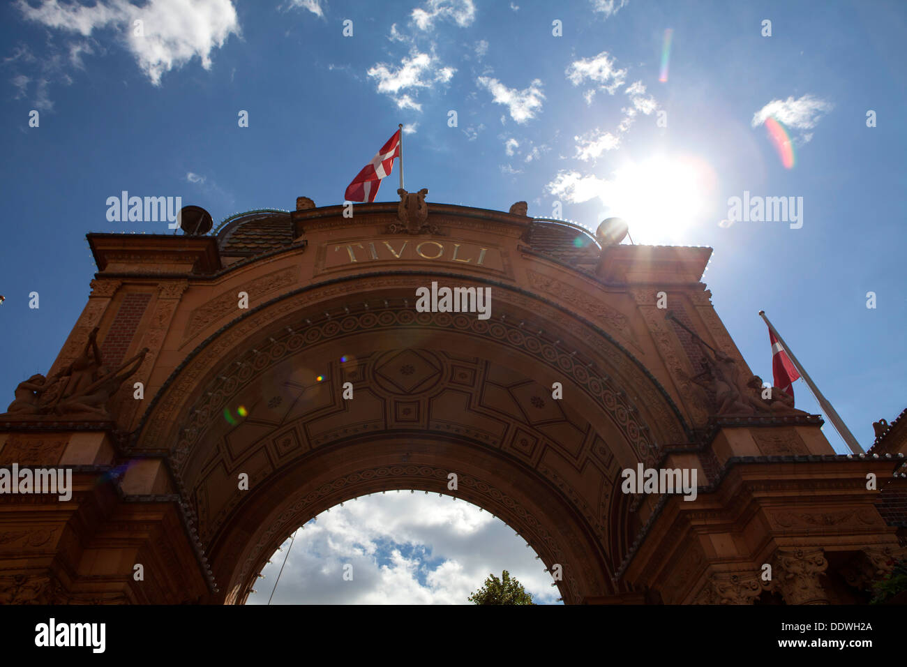 The main entrance to Tivoli Gardens amusement park, Copenhagen, Denmark Stock Photo