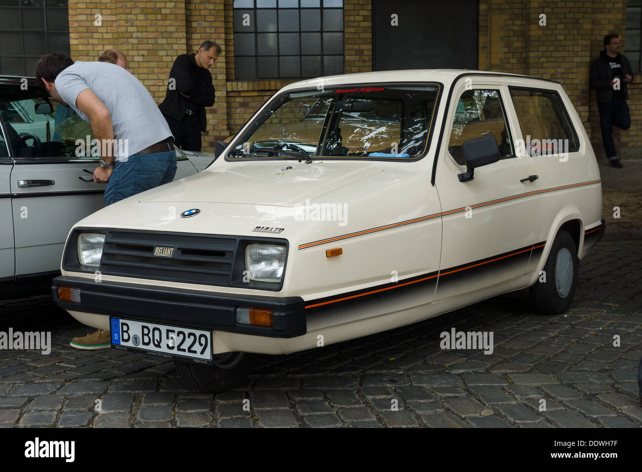 BERLIN - MAY 11: Three-wheeled car Reliant Rialto, 26th Oldtimer-Tage Berlin-Brandenburg, May 11, 2013 Berlin, Germany Stock Photo