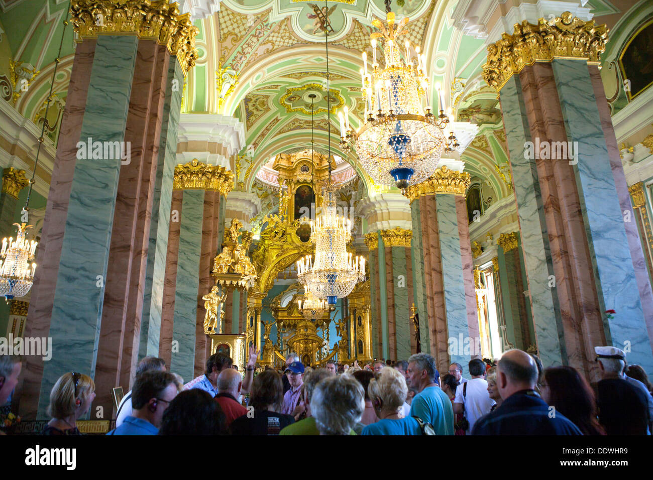Interior of the St Peter and St Paul Cathedral, St. Petersburg, Russia on Zayachy Island along the Neva River Stock Photo