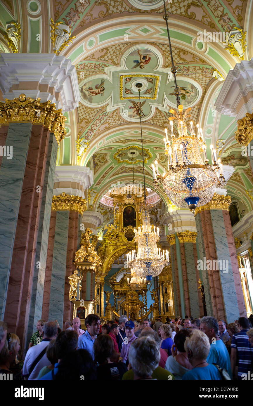 Interior of the St Peter and St Paul Cathedral, St. Petersburg, Russia on Zayachy Island along the Neva River Stock Photo