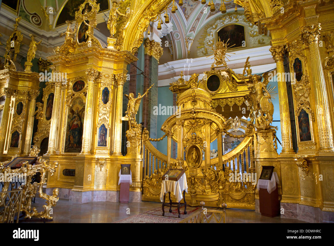 Interior of the St Peter and St Paul Cathedral, St. Petersburg, Russia on Zayachy Island along the Neva River Stock Photo