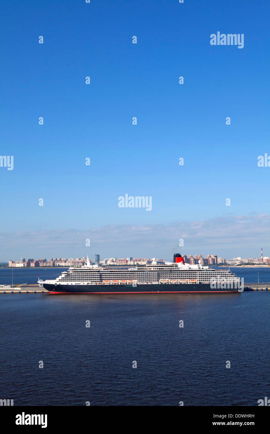 MS Queen Victoria (QV) cruise ship operated by the Cunard Line docked at St Petersburg Russia Stock Photo