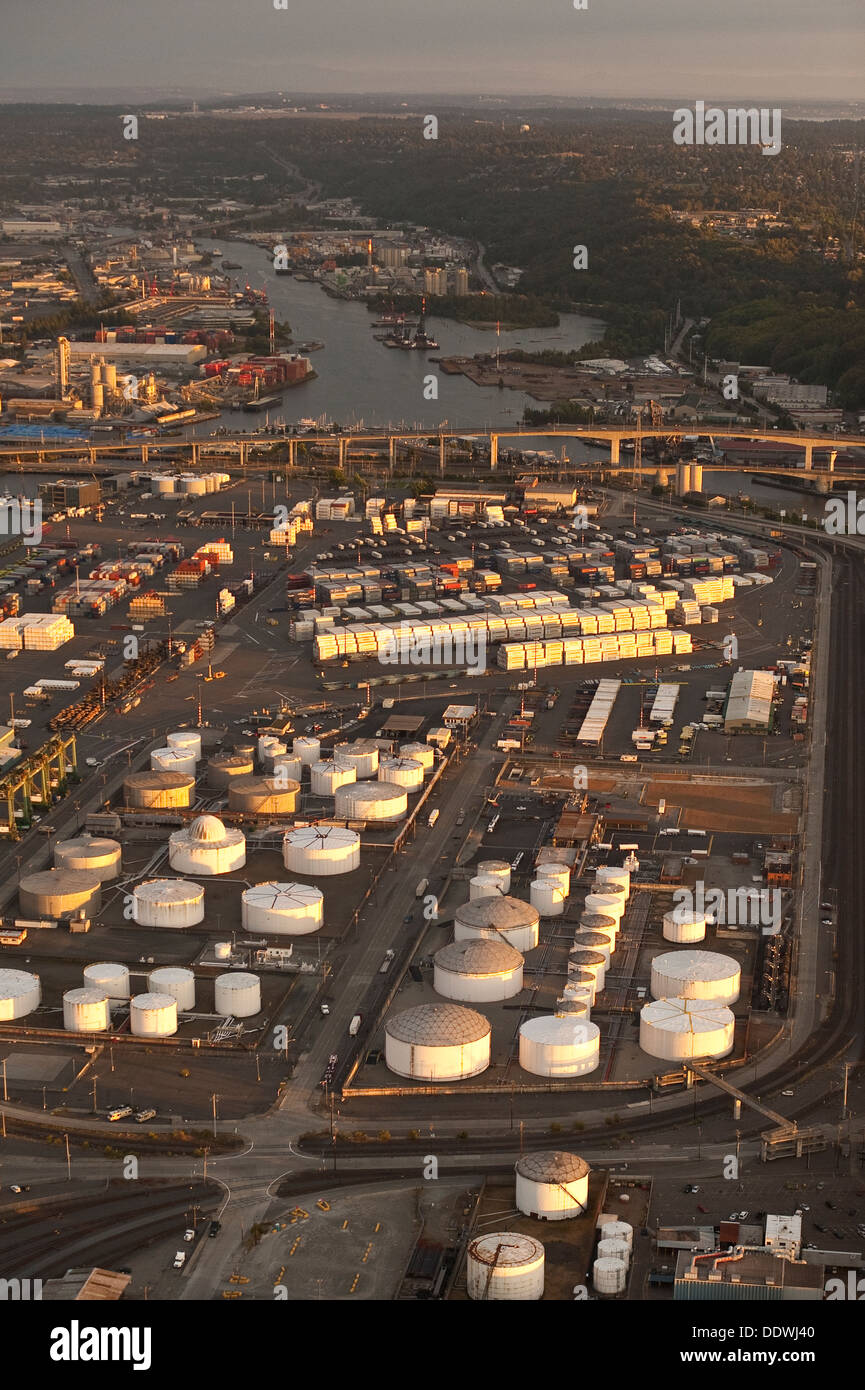 Aerial view of the Port of Seattle industrial area Stock Photo Alamy