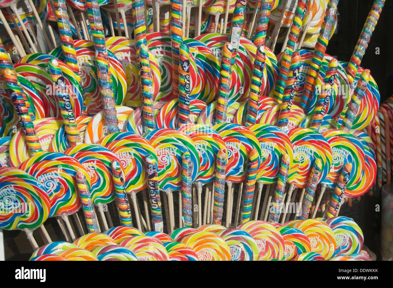 Coloured lollipops Cambridge shop window Cambridgeshire England Stock Photo
