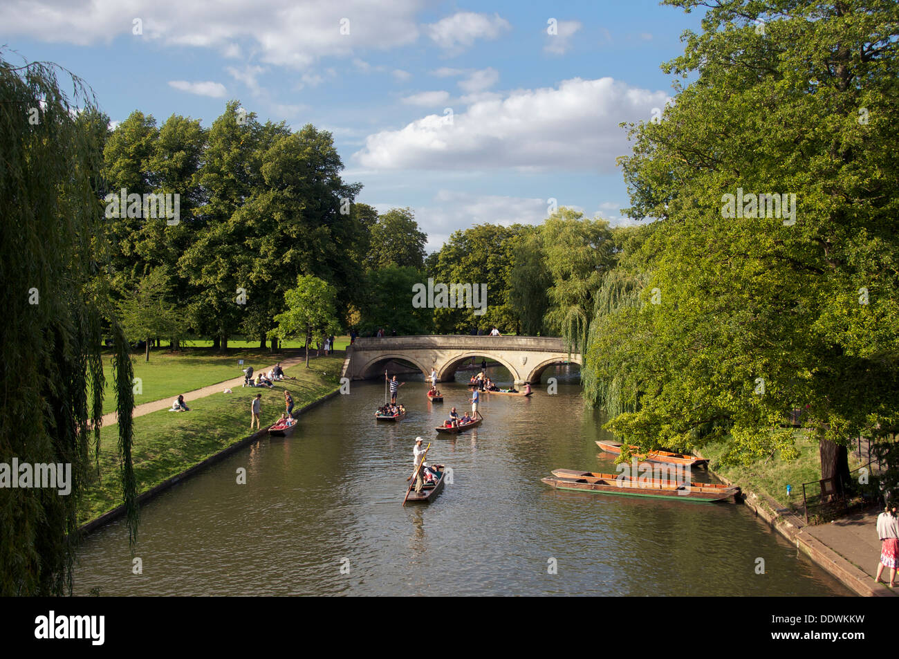 Punting on canal Cambidge University Cambridgeshire England Stock Photo