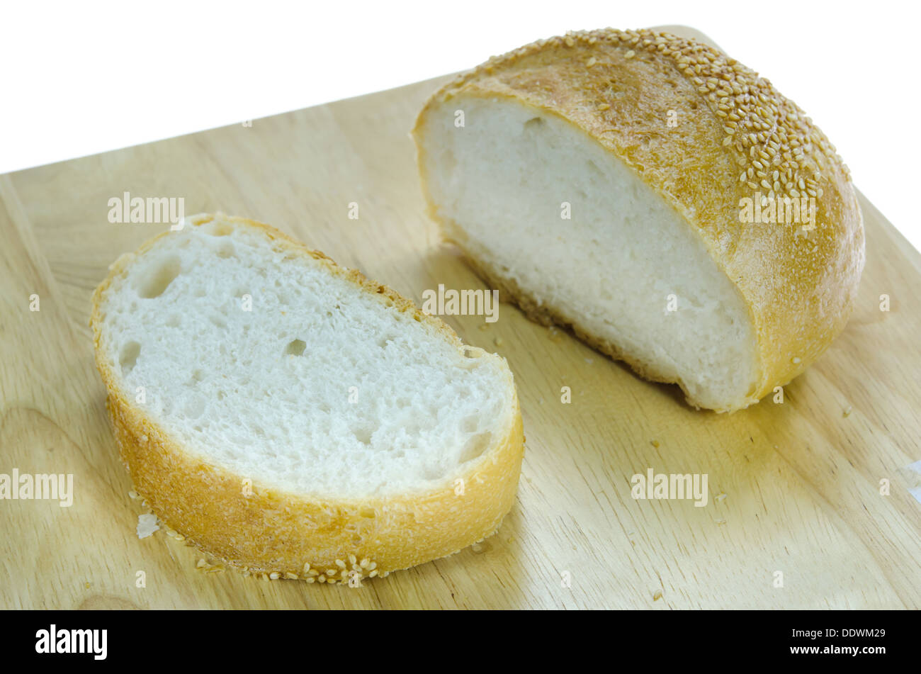 fresh rolls bread with sesame seeds on white background Stock Photo
