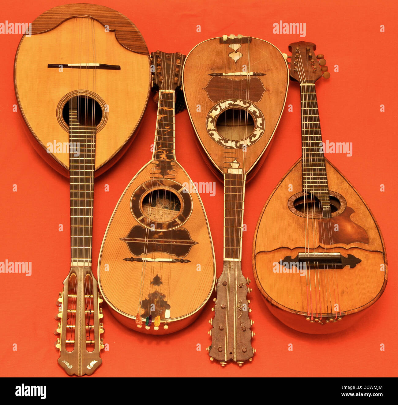 Four mandolins. Stock Photo