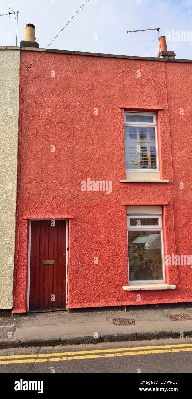 Red terraced house, Bristol England UK, Westbury Village Stock Photo