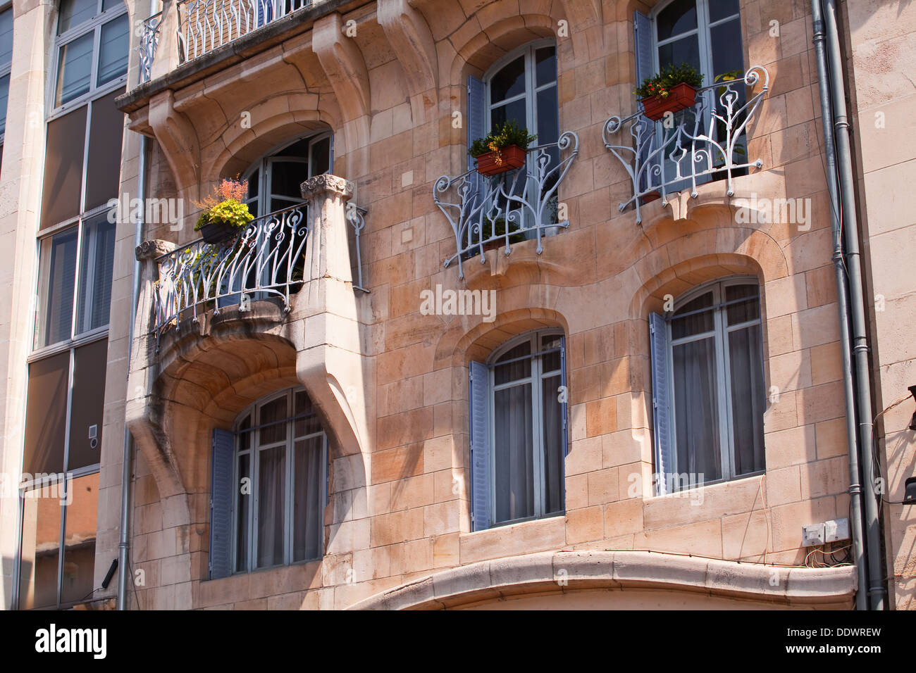 Art Nouveau architecture on The Camal Building in Nancy, France. Stock Photo