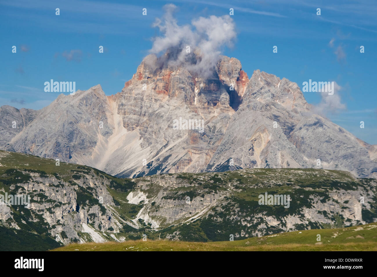 Croda Rossa (Hohe Gaisl) in the Natural Park of Fanes Sennes Braies in the South Tyrol, Italy. Stock Photo