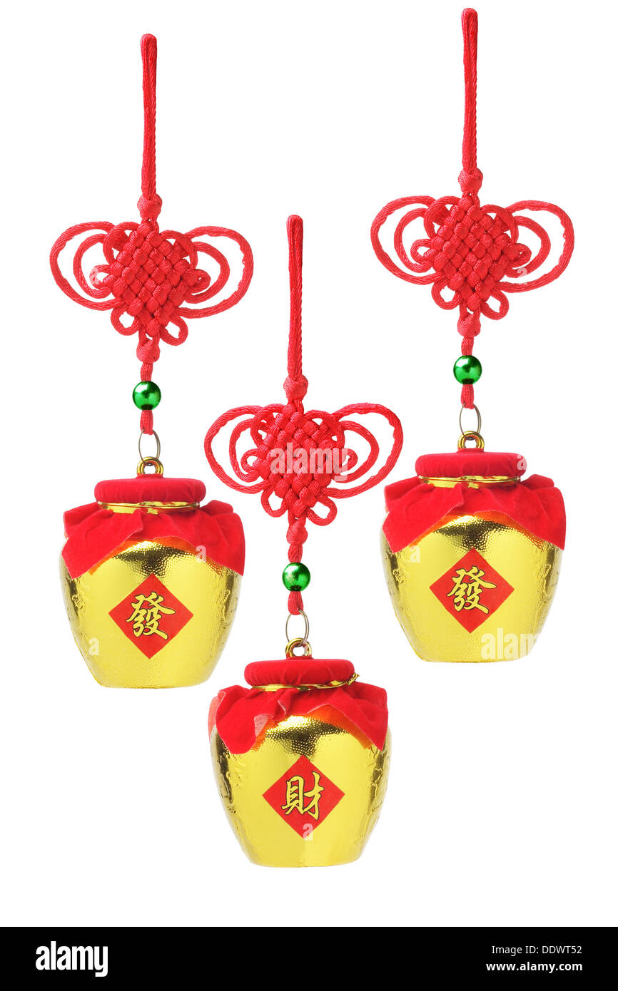 Chinese New Year Auspicious Ornaments Golden Pots Stock Photo Alamy