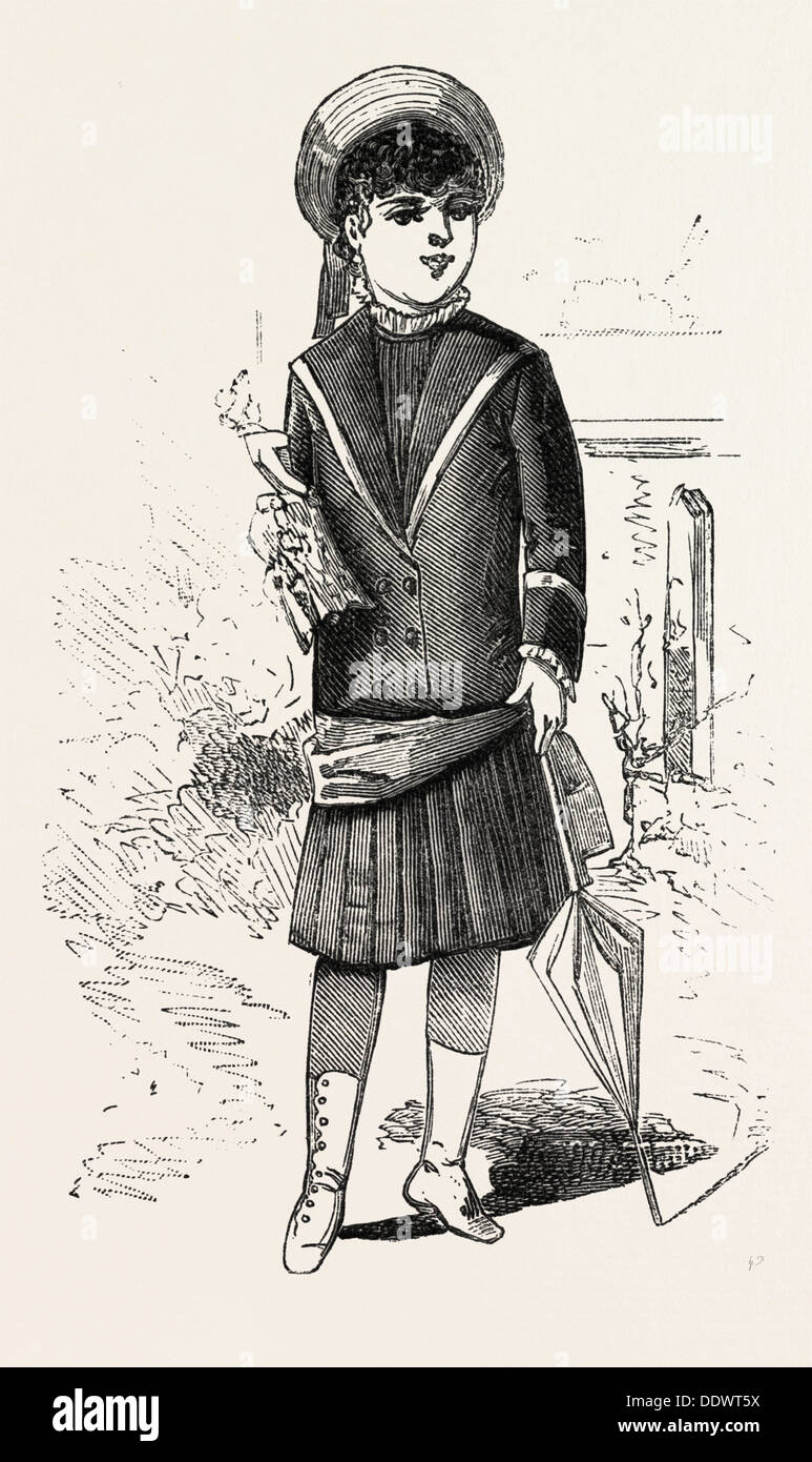 SAILOR COSTUME FOR GIRL OF FOUR, 1882, FASHION Stock Photo