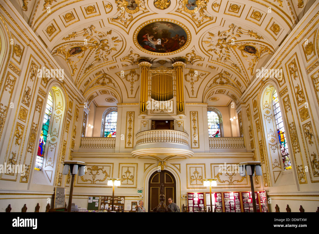 The Italianate Baroque interior of Great Witley Church in Witley Stock
