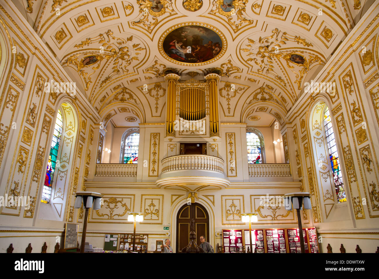 The Italianate Baroque interior of Great Witley Church in Witley Court, Worcestershire, England. Stock Photo