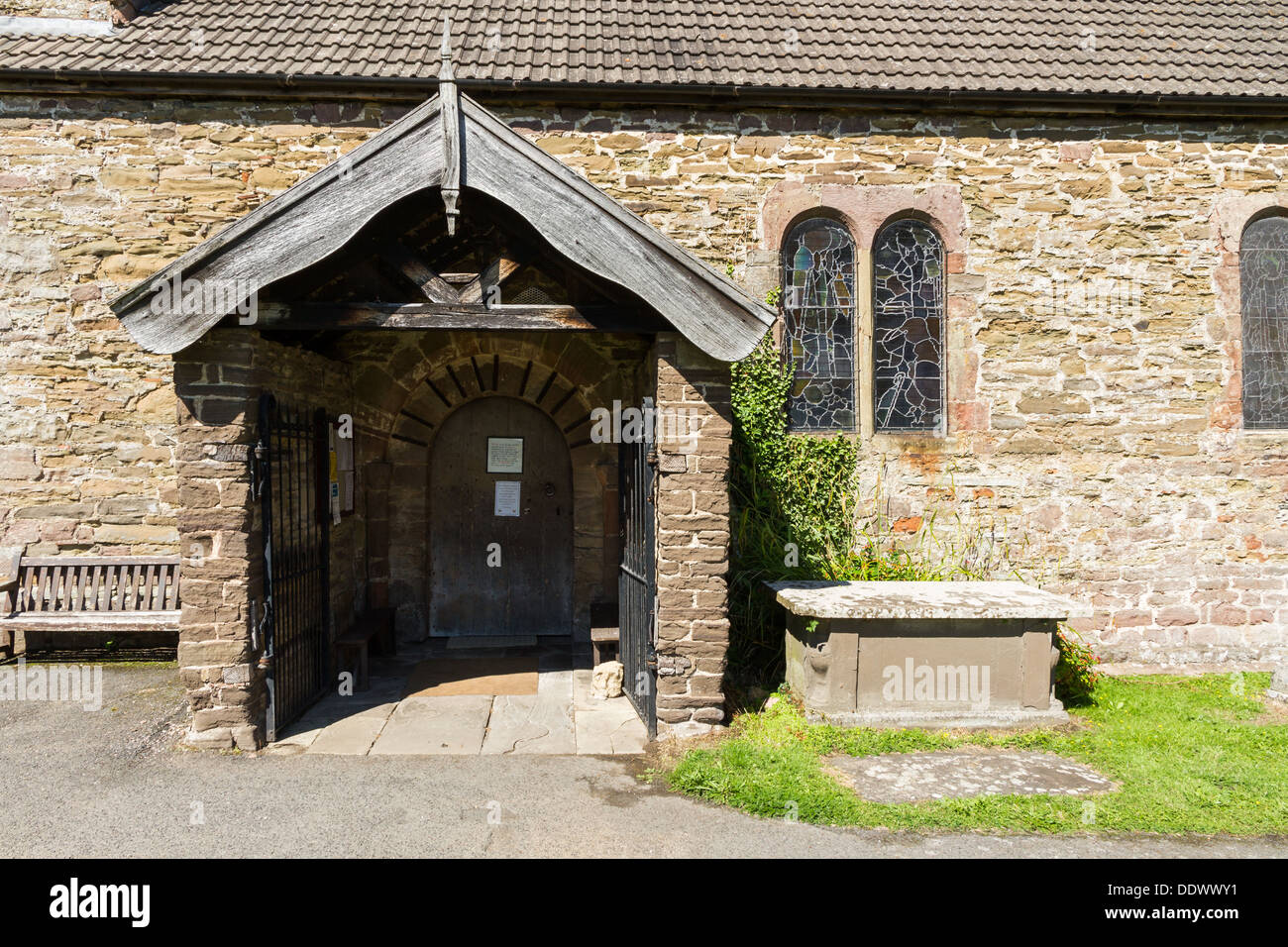The Parish Church at Stokesay Castle in Shropshire. The finest and best preserved fortified medieval manor house in England. Stock Photo