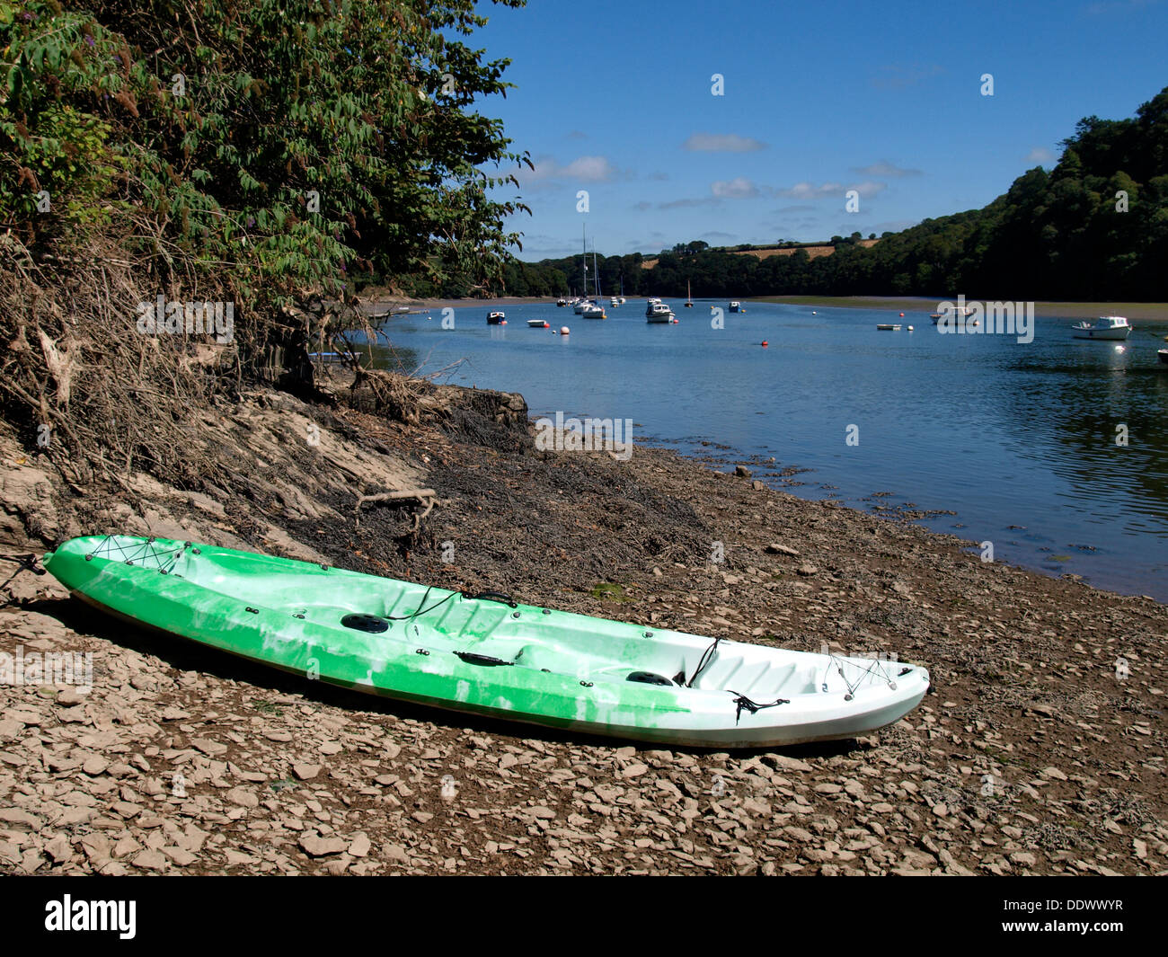 Sit on kayak, River Fal estuary, Malpas, Truro, Cornwall, UK 2013 Stock Photo