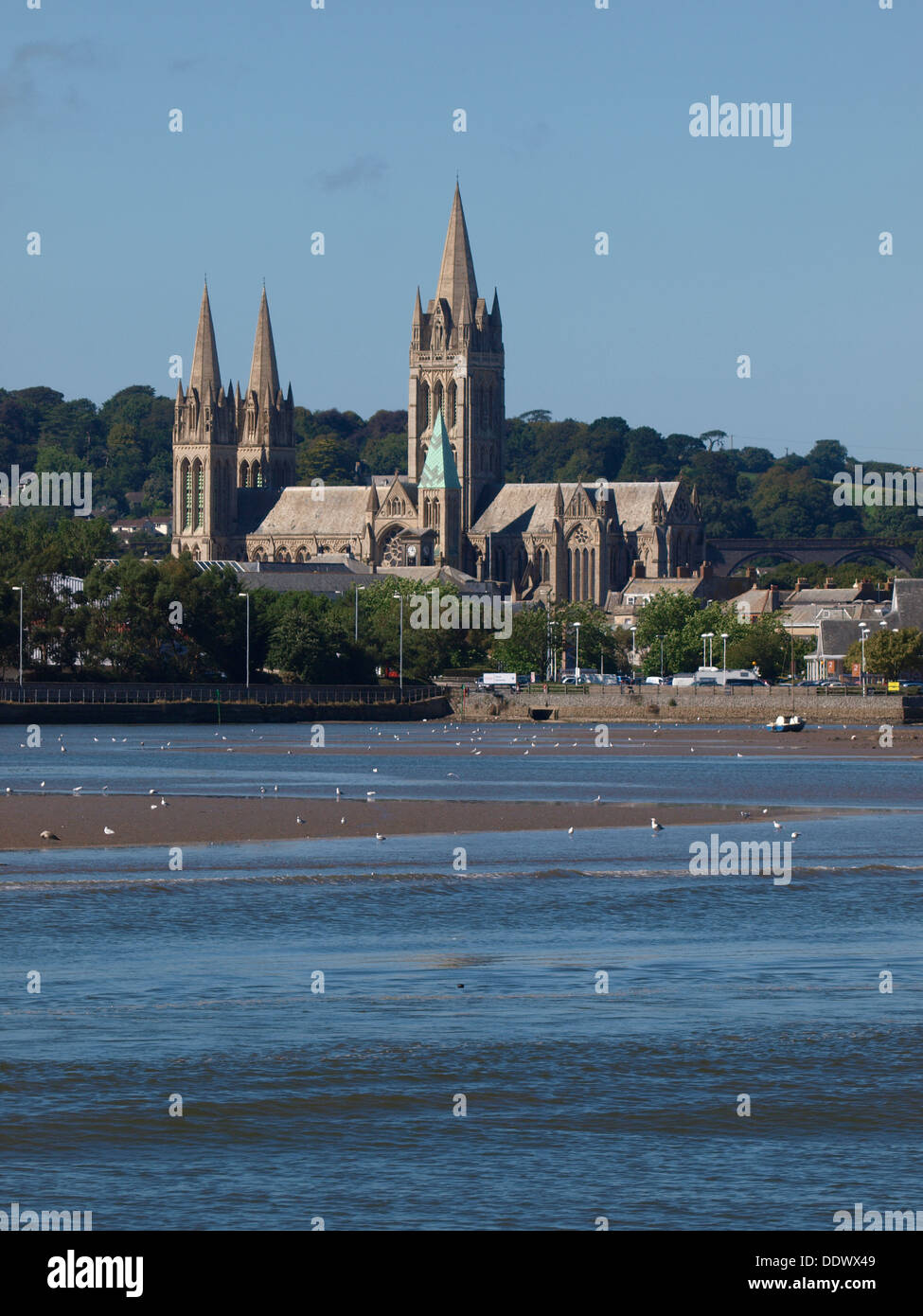 Truro Cathedral and the River Fal, Cornwall, UK 2013 Stock Photo