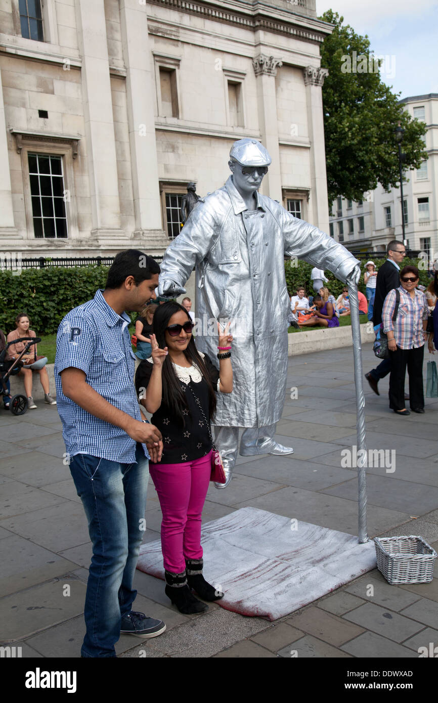 Living Statue Floating on Trafalgar Square London UK Stock Photo Alamy