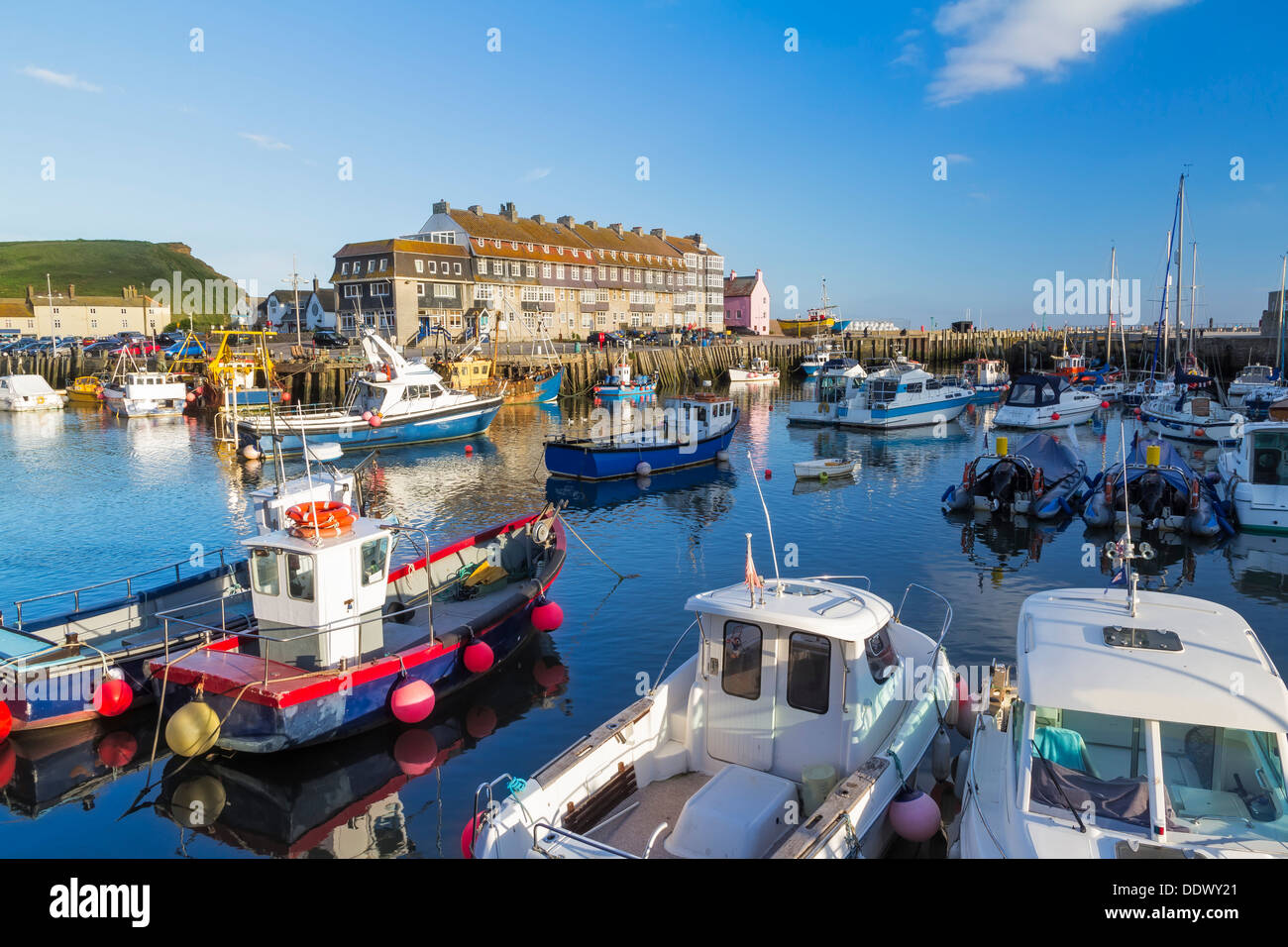 Fishing boats in West Bay Harbour Dorset England UK Europe Stock Photo
