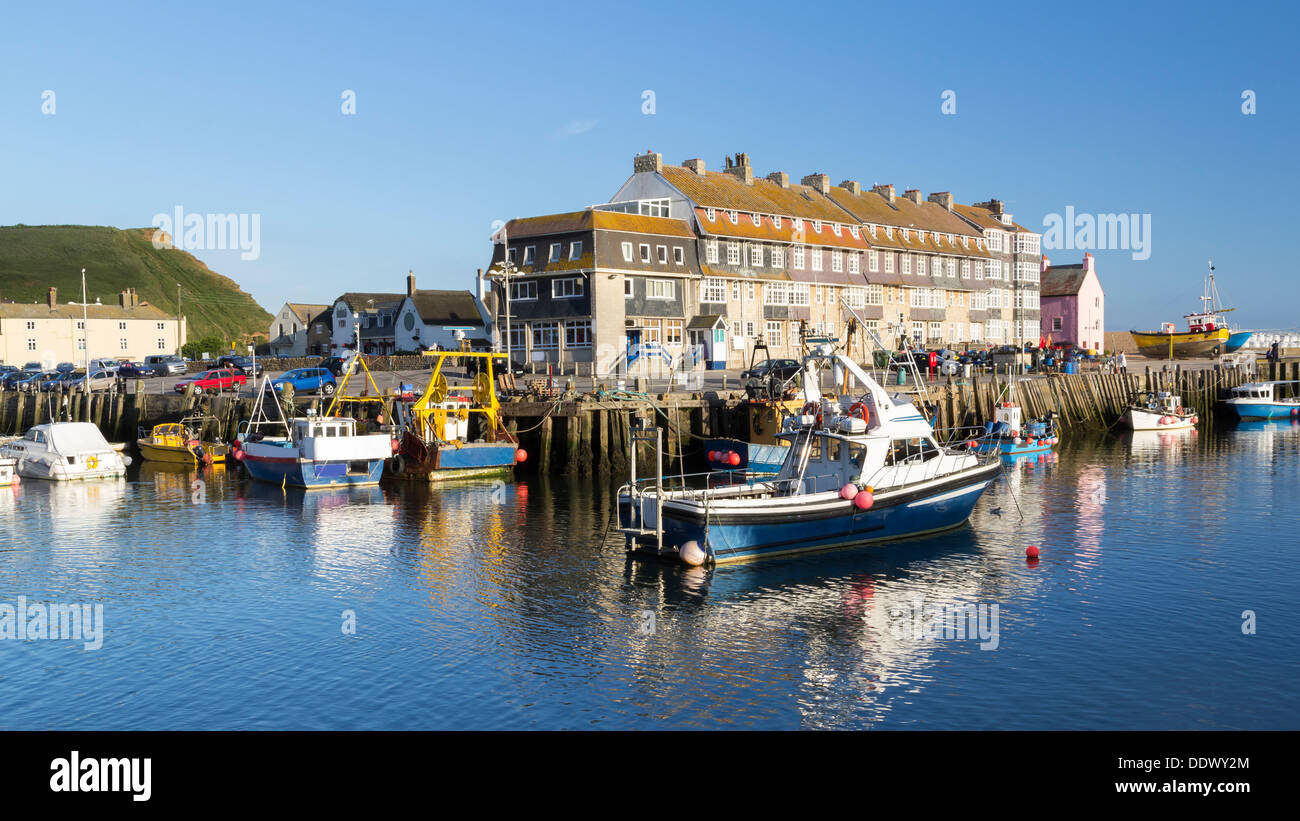 Fishing boats in West Bay Harbour Dorset England UK Europe Stock Photo
