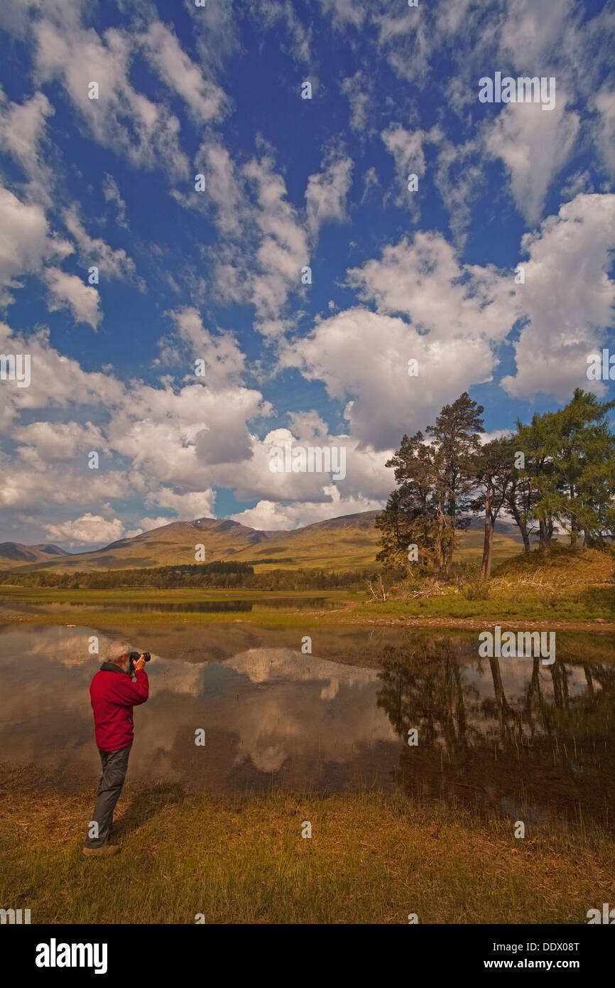 Loch Tulla near Bridge of Orchy, and the hills of the Black Mount Stock Photo