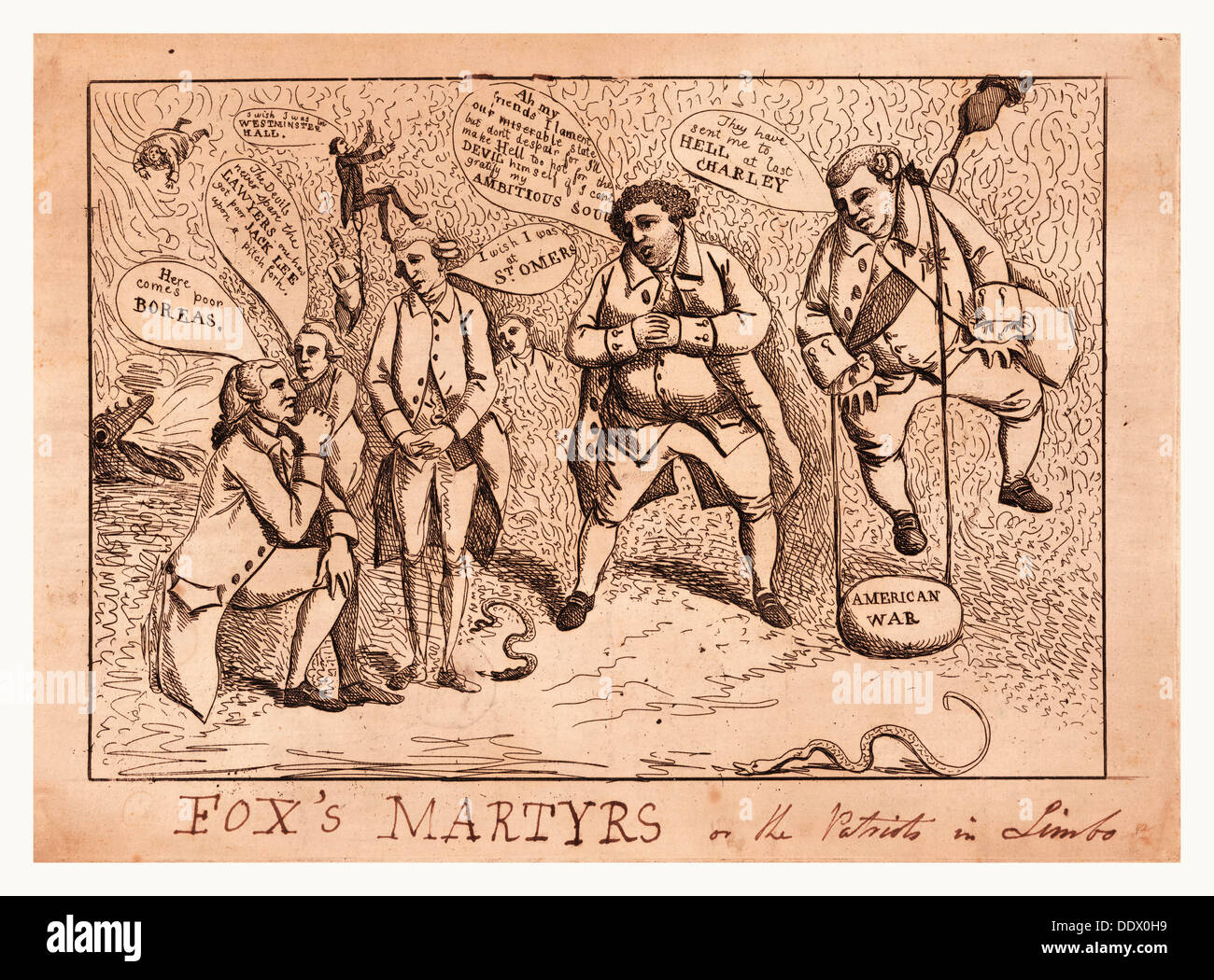 Fox's martyrs or The patriots in limbo, [England : Publisher not named, March 1784] Stock Photo