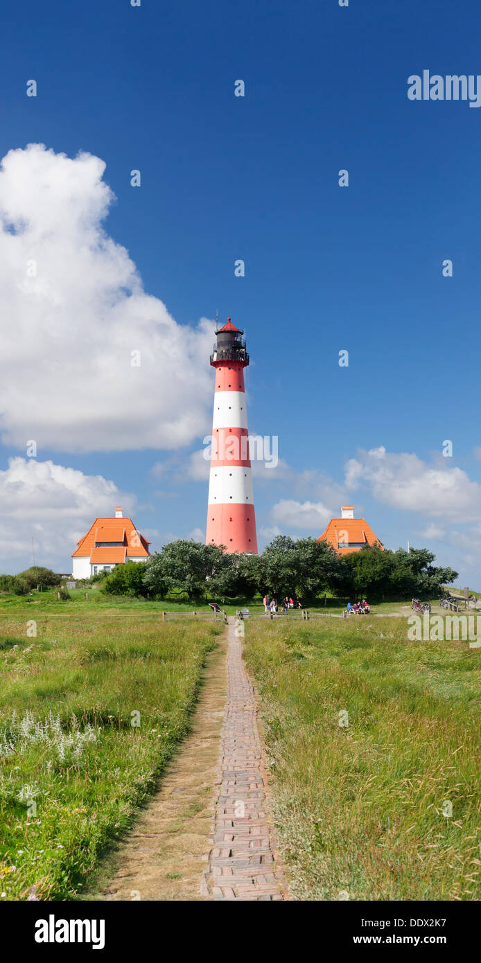 Westerheversand Lighthouse, Westerhever, Eiderstedt Peninsula, Schleswig Holstein, Germany Stock Photo