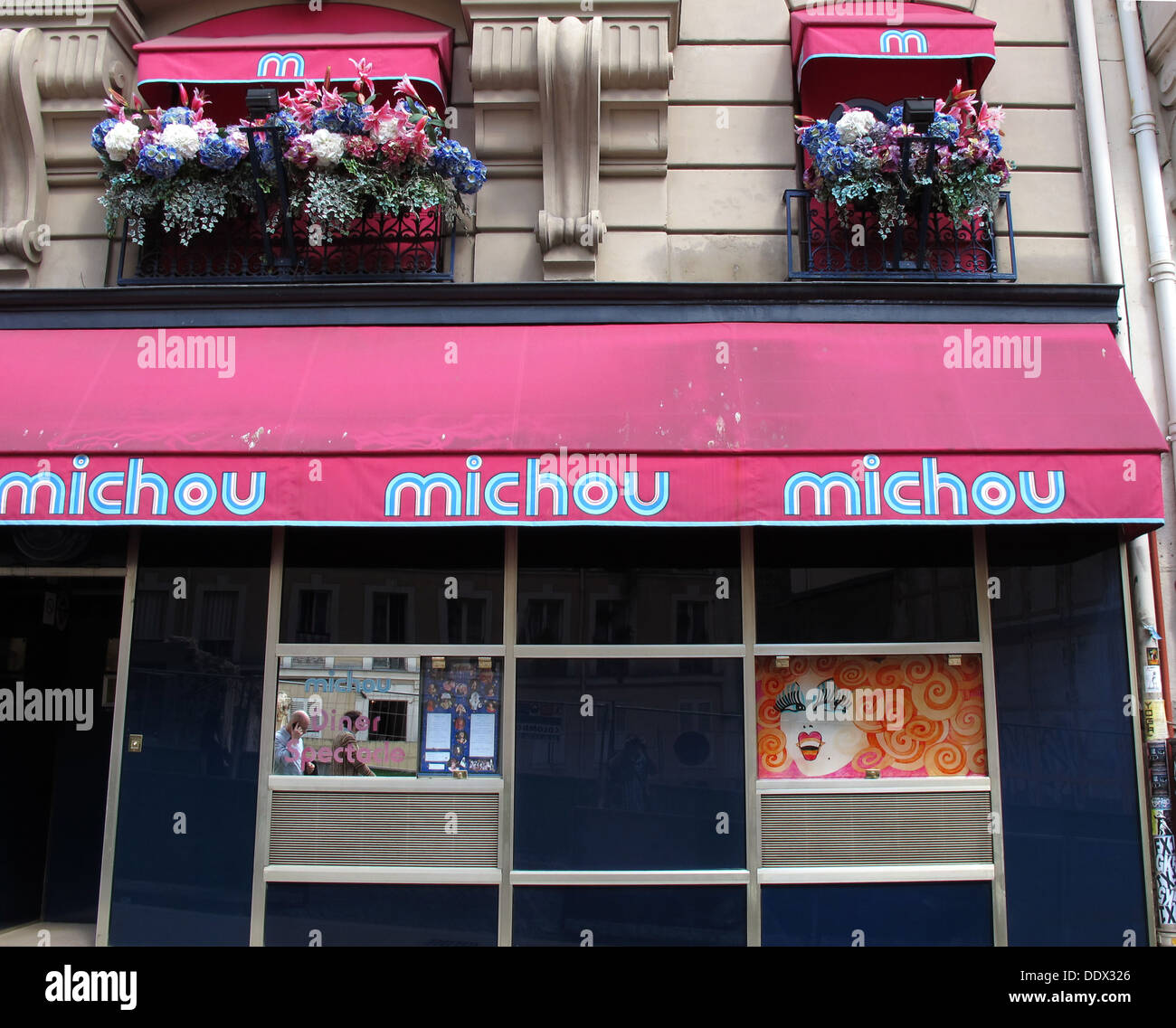 Michou cabaret, rue des Martyrs, Butte Montmartre hill, Paris, France Stock Photo