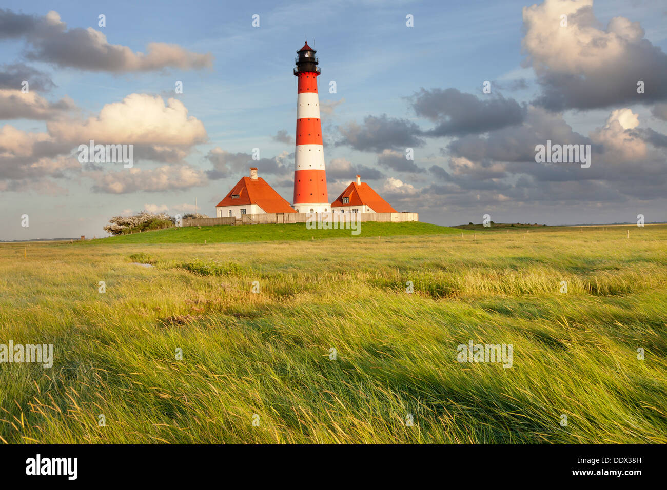 Westerheversand Lighthouse, Westerhever, Eiderstedt Peninsula, Schleswig Holstein, Germany Stock Photo