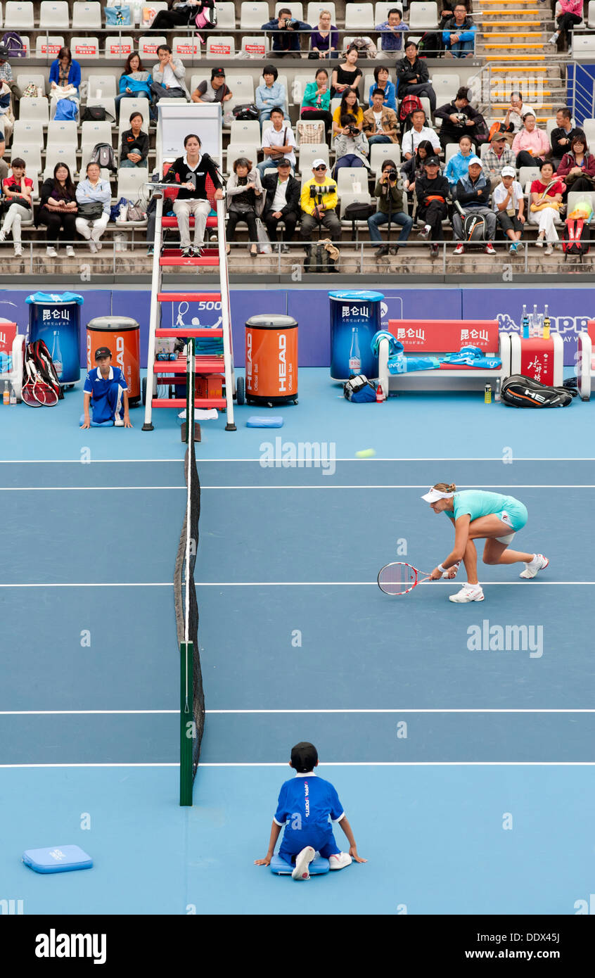 Women's doubles game in progress at the China Open Tennis in Beijing in